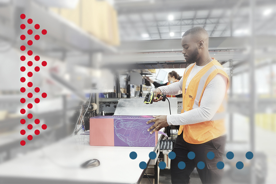 Ryder employee engaging in the warehouse pick and pack fulfillment process