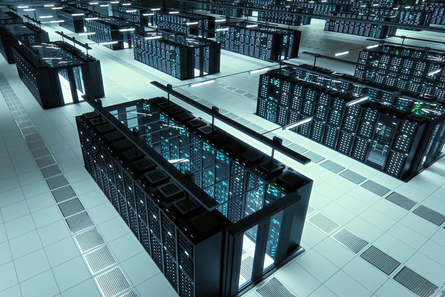 Birdseye view of servers making up a network