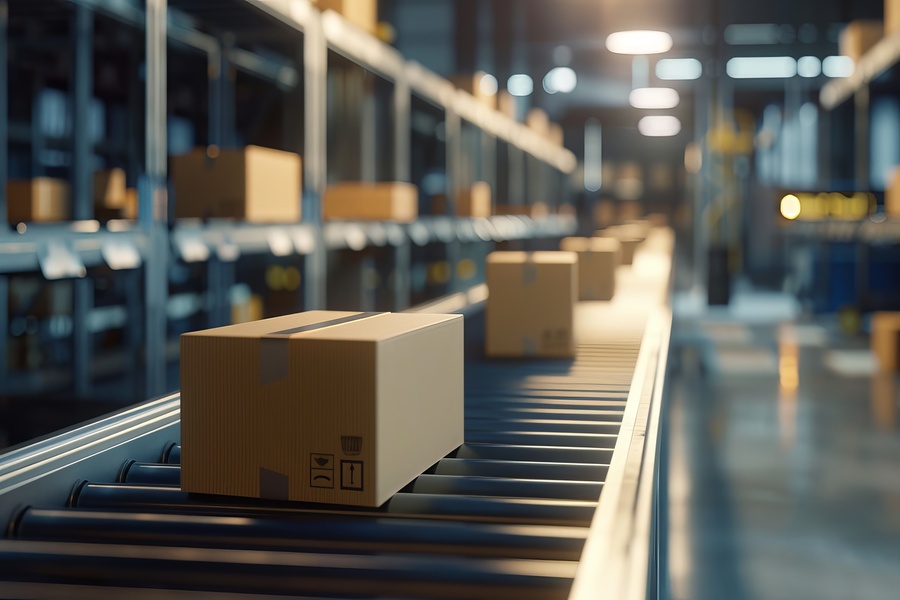 boxes in a fulfillment center